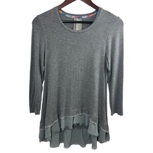 Dolan Left Coast Top Women Gray Long Sleeve Small Raw Hem Anthropologie Boho